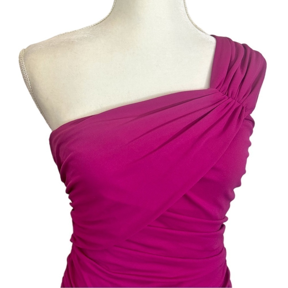 Giambattista Valli For Impulse Fuchsia Rouched Mini One Shoulder Dress Size 4 - Picture 2 of 7